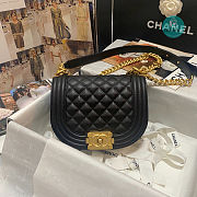 Chanel Small BOY CHANEL Messenger Bag Lambskin Black AS3350 19.5×15.5×7cm - 1