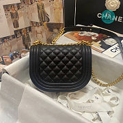 Chanel Small BOY CHANEL Messenger Bag Lambskin Black AS3350 19.5×15.5×7cm - 4