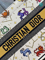 Dior Medium Latte Multicolor Pixel Zodiac Embroidery M1286 36x18x28cm - 2
