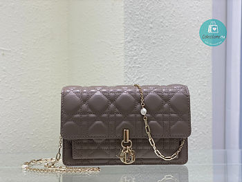 Lady Dior Chain Pouch Latte Cannage Lambskin 3105 size 19.5 x 12.5 x 5 cm