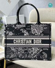 Medium Dior Book Tote Black Toile de Jouy Zodiac Embroidery M1296 36x27.5x16.5 cm - 1