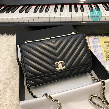Chanel Chevron Trendy CC WOC In Black 80983 19x3x12 cm