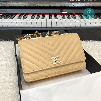 Chanel Chevron Trendy CC WOC In Beige 80983 19x3x12 cm