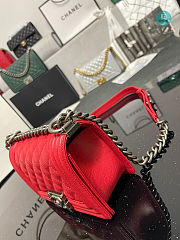 Chanel Boy Flap Bag In Red Chervon Calfskin 67085 Size 20cm - 6