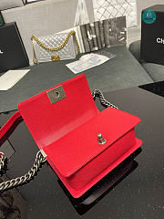 Chanel Boy Flap Bag In Red Chervon Calfskin 67085 Size 20cm - 5