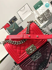Chanel Boy Flap Bag In Red Chervon Calfskin 67085 Size 20cm - 4