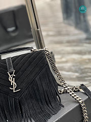 YSL College Medium Chain Bag In Light Suede With Fringes 392737 24x17x6.5cm - 5