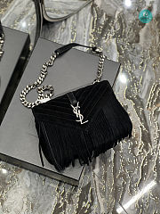 YSL College Medium Chain Bag In Light Suede With Fringes 392737 24x17x6.5cm - 2