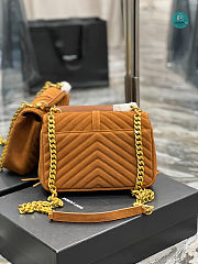 YSL College Medium Chain Bag In Light Suede With Fringes Yellow 392737 24x17x6.5cm - 2
