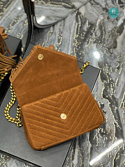 YSL College Medium Chain Bag In Light Suede With Fringes Yellow 392737 24x17x6.5cm - 5
