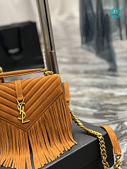 YSL College Medium Chain Bag In Light Suede With Fringes Yellow 392737 24x17x6.5cm - 6