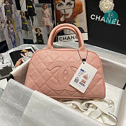 Chanel Pink Quilted Caviar Leather Mini Bowler Bag AS3034 25x14x9 cm - 1