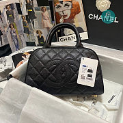 Chanel Black Quilted Caviar Leather Mini Bowler Bag AS3034 25x14x9 cm ...