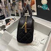 Chanel Black Quilted Caviar Leather Mini Bowler Bag AS3034 25x14x9 cm - 3