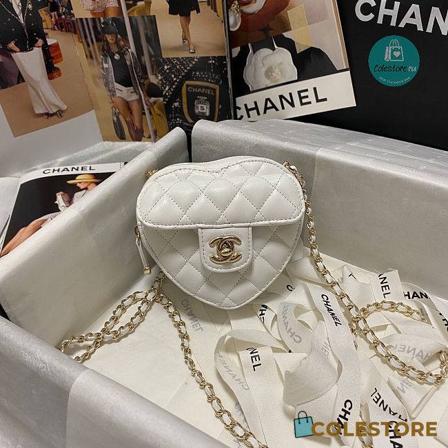 Chanel Heart Bag In White AS2784 13x12x5.5cm - 1