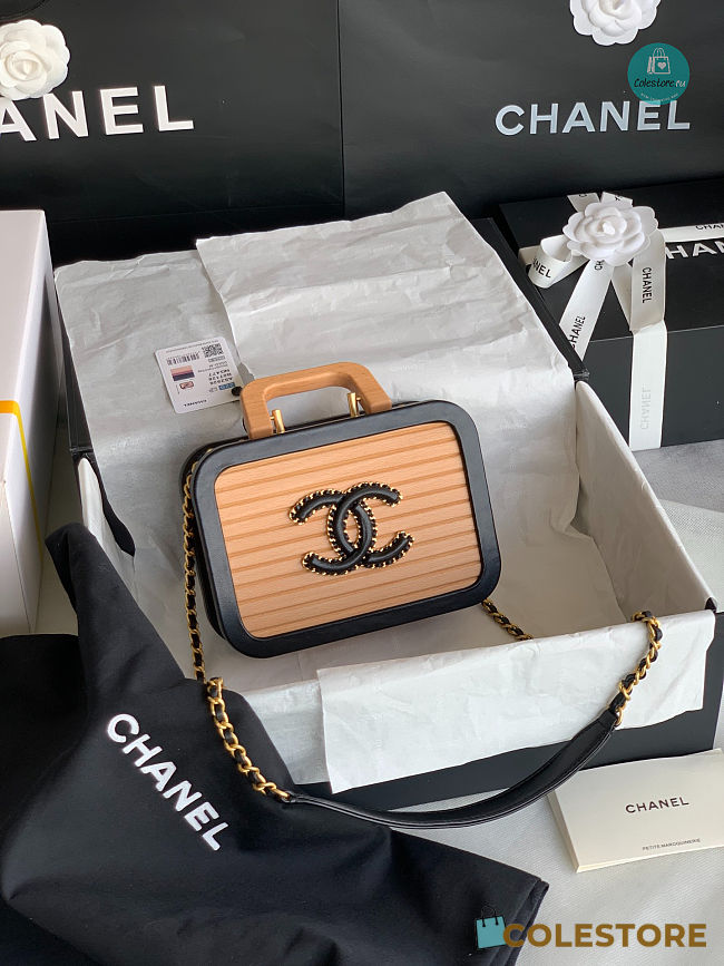 Chanel Vanity Case Beech Wood Beige Black AS2926 20.5X17.5X7cm - 1