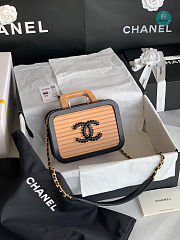 Chanel Vanity Case Beech Wood Beige Black AS2926 20.5X17.5X7cm