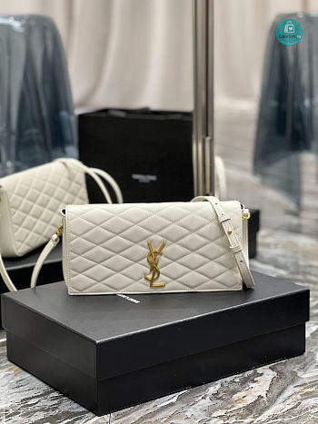 YSL Kate Supple 99 In Quilted Lambskin White  676628 26x4.5x13cm