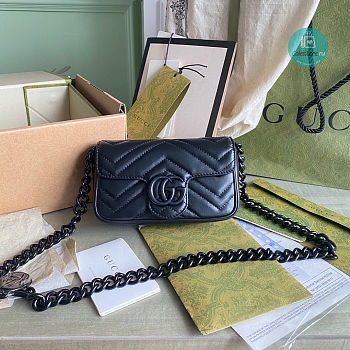 Gucci Marmont belt Bag In Black leather 16.5×10.2×5.1cm