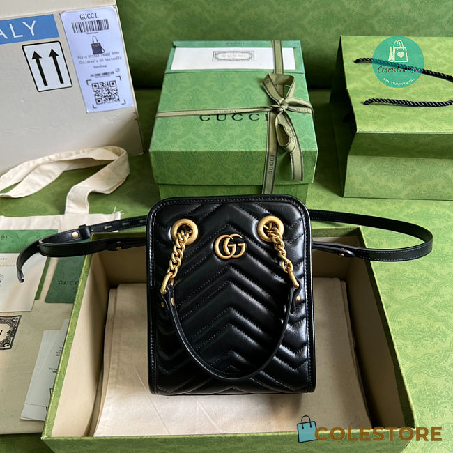 Gucci Marmont Matelassé Mini Bag In Black Leather 16x19x7cm - 1