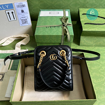 Gucci Marmont Matelassé Mini Bag In Black Leather 16x19x7cm