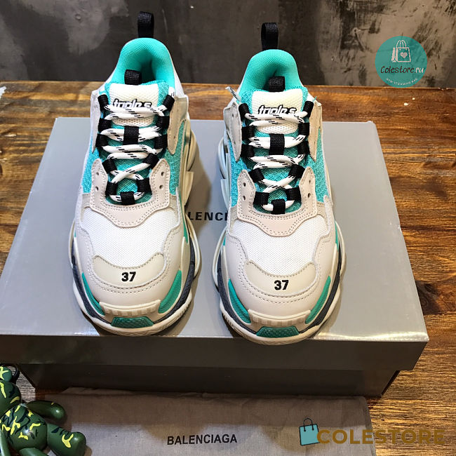 Balenciaga Triple S White Green Sneakers - 1