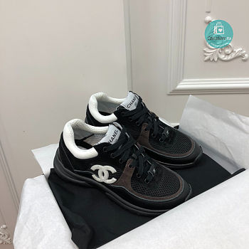 Chanel Leather Suede Mesh White CC Logo Low Top Traners Sneakers