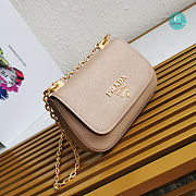 Prada Saffiano Leather Bag with Gold Chain in Beige 22x14x6.5 cm - 3
