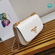Prada Saffiano Leather Bag with Gold Chain in White 22x14x6.5 cm - 6