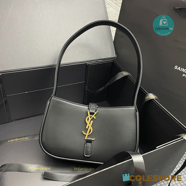 YSL SAINT LAURENT Black Leather Shoulder Bag In Black 19x11.5x4.5cm - 1