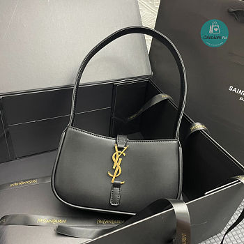 YSL SAINT LAURENT Black Leather Shoulder Bag In Black 19x11.5x4.5cm