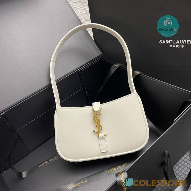 YSL SAINT LAURENT Black Leather Shoulder Bag In White 19x11.5x4.5cm - 1