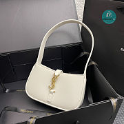 YSL SAINT LAURENT Black Leather Shoulder Bag In White 19x11.5x4.5cm - 2