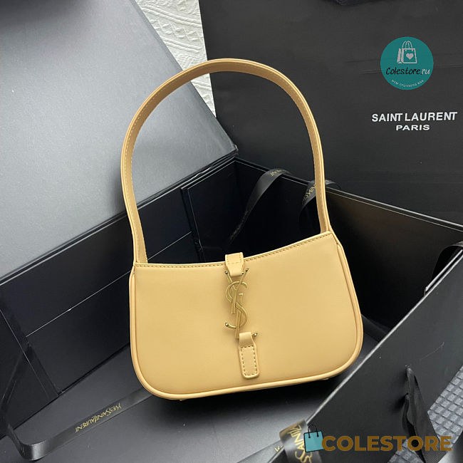 YSL SAINT LAURENT Black Leather Shoulder Bag In Yellow 19x11.5x4.5cm - 1