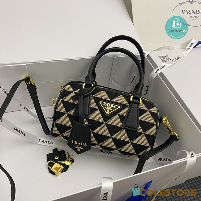Prada Galleria embroidered jacquard fabric micro-bag 20x14x11cm - 1