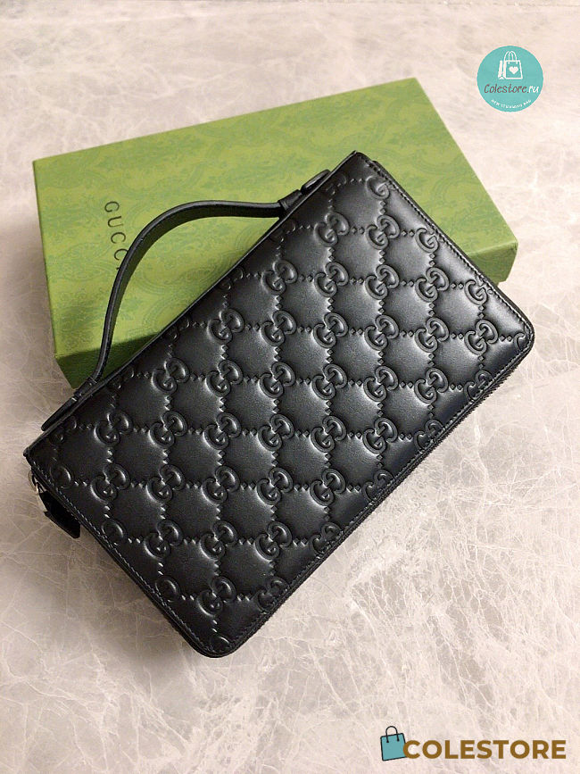 GUCCI Guccissima Signature Travel Document Case Black 21.5x14x4.5cm - 1