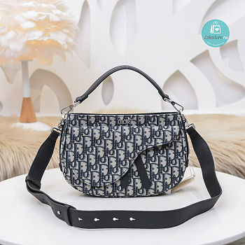 Dior Saddle Soft Bag Blac Oblique Jacquard 24x17x8 cm