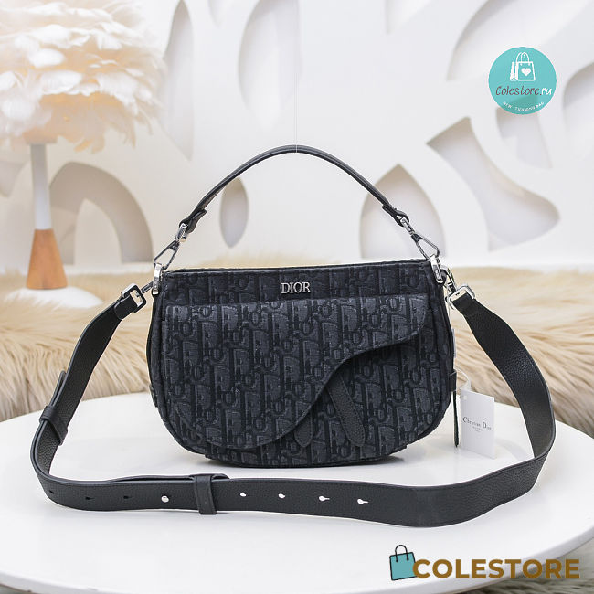 Dior Saddle Oblique Mini In Black 24x17x8cm - 1