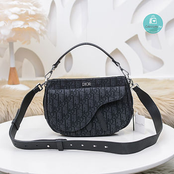 Dior Saddle Oblique Mini In Black 24x17x8cm