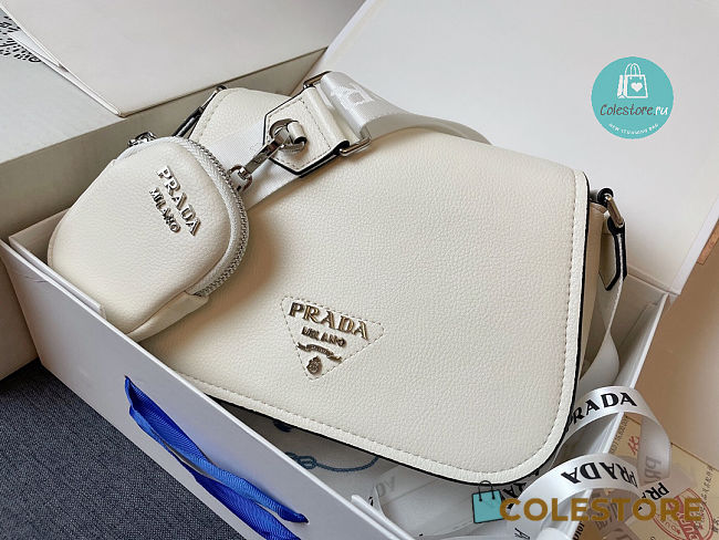 Prada Shoulder Bag In Grained Leather White 24x17x9.5cm - 1