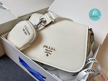 Prada Shoulder Bag In Grained Leather White 24x17x9.5cm