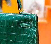 Hermes Kelly In Green Crocodile Leather 25 cm - 4