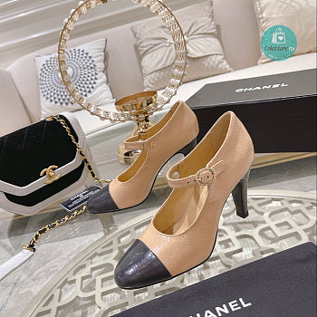 Chanel Open Shoes Shiny Goatskin Fashion In Beige 7.5cm