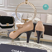Chanel Open Shoes Shiny Goatskin Fashion In Beige 7.5cm - 6