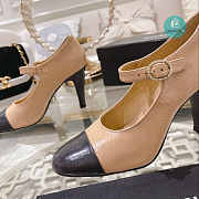 Chanel Open Shoes Shiny Goatskin Fashion In Beige 7.5cm - 5