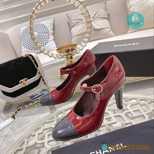 Chanel Open Shoes Shiny Goatskin Fashion In Red 7.5cm - 1