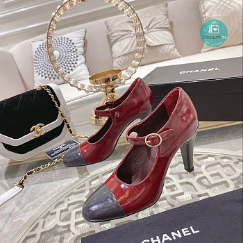 Chanel Open Shoes Shiny Goatskin Fashion In Red 7.5cm