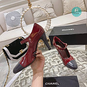 Chanel Open Shoes Shiny Goatskin Fashion In Red 7.5cm - 6