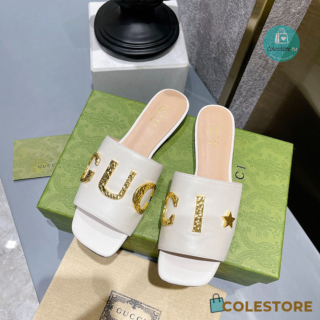 Gucci Leather Slide In White Leather - 1