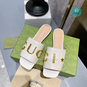 Gucci Leather Slide In White Leather